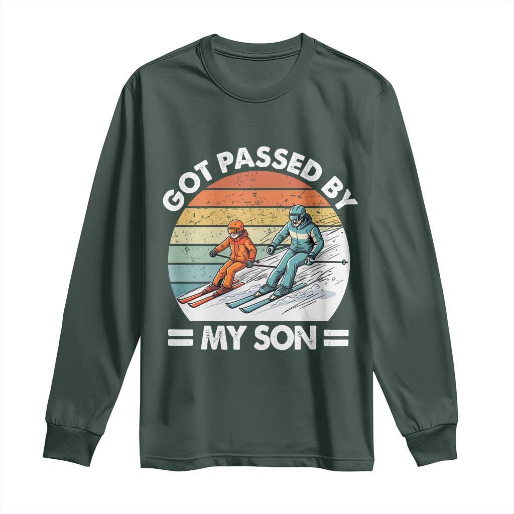 Funny Ski Dad Long Sleeve Shirt Got Passed By My Son Retro Vintage TS11 Dark Forest Green Print Your Wear