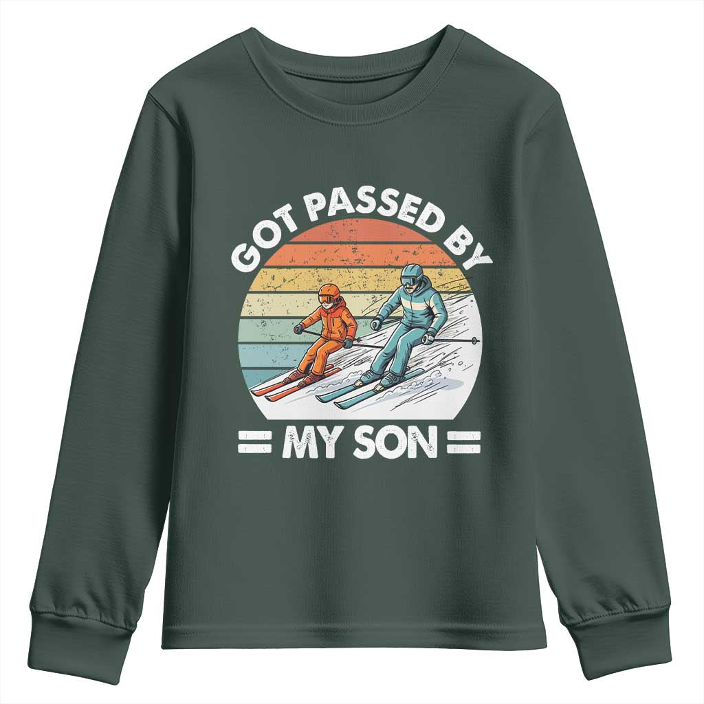 Funny Ski Dad Youth Sweatshirt Got Passed By My Son Retro Vintage TS11 Dark Forest Green Print Your Wear