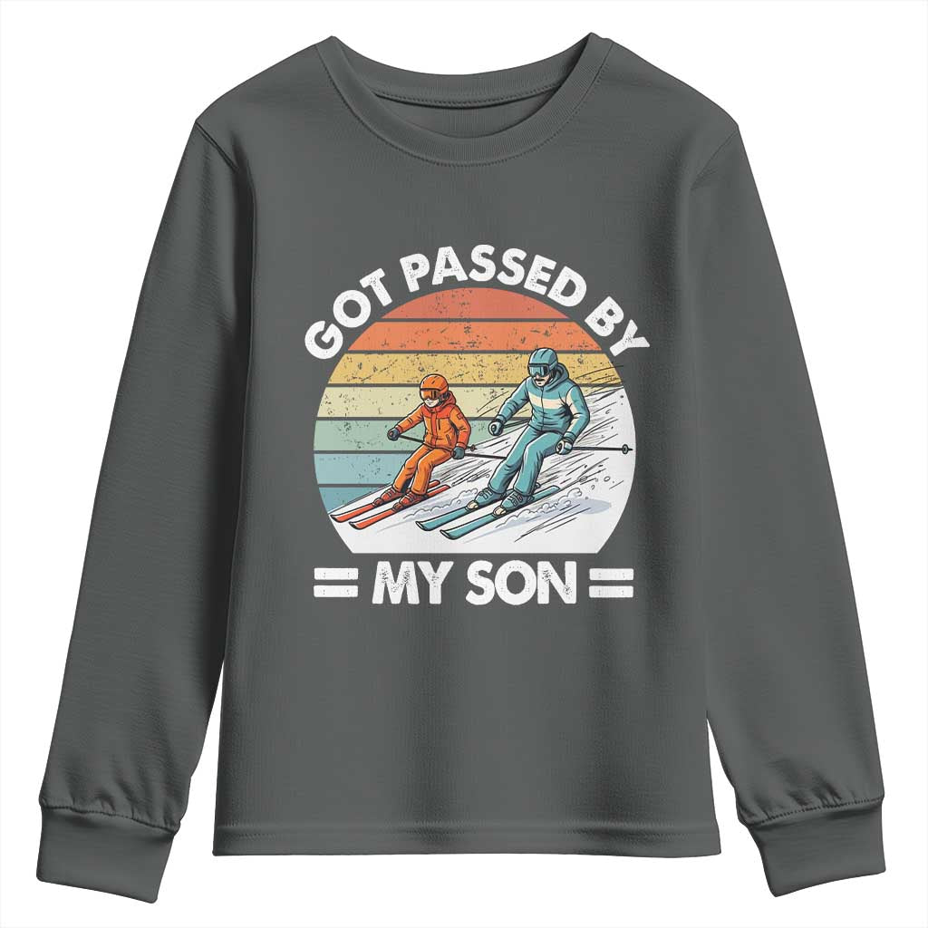 Funny Ski Dad Youth Sweatshirt Got Passed By My Son Retro Vintage TS11 Dark Heather Print Your Wear