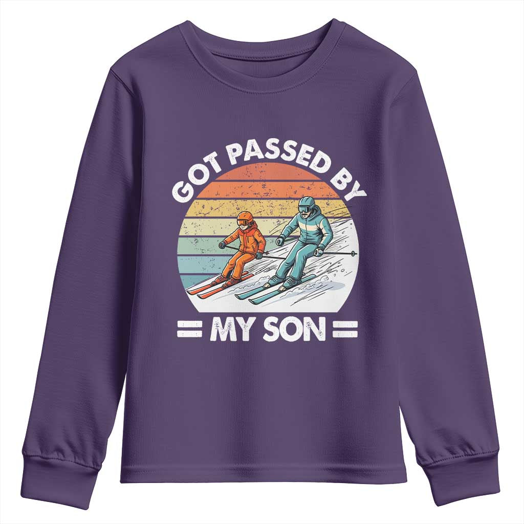 Funny Ski Dad Youth Sweatshirt Got Passed By My Son Retro Vintage TS11 Purple Print Your Wear
