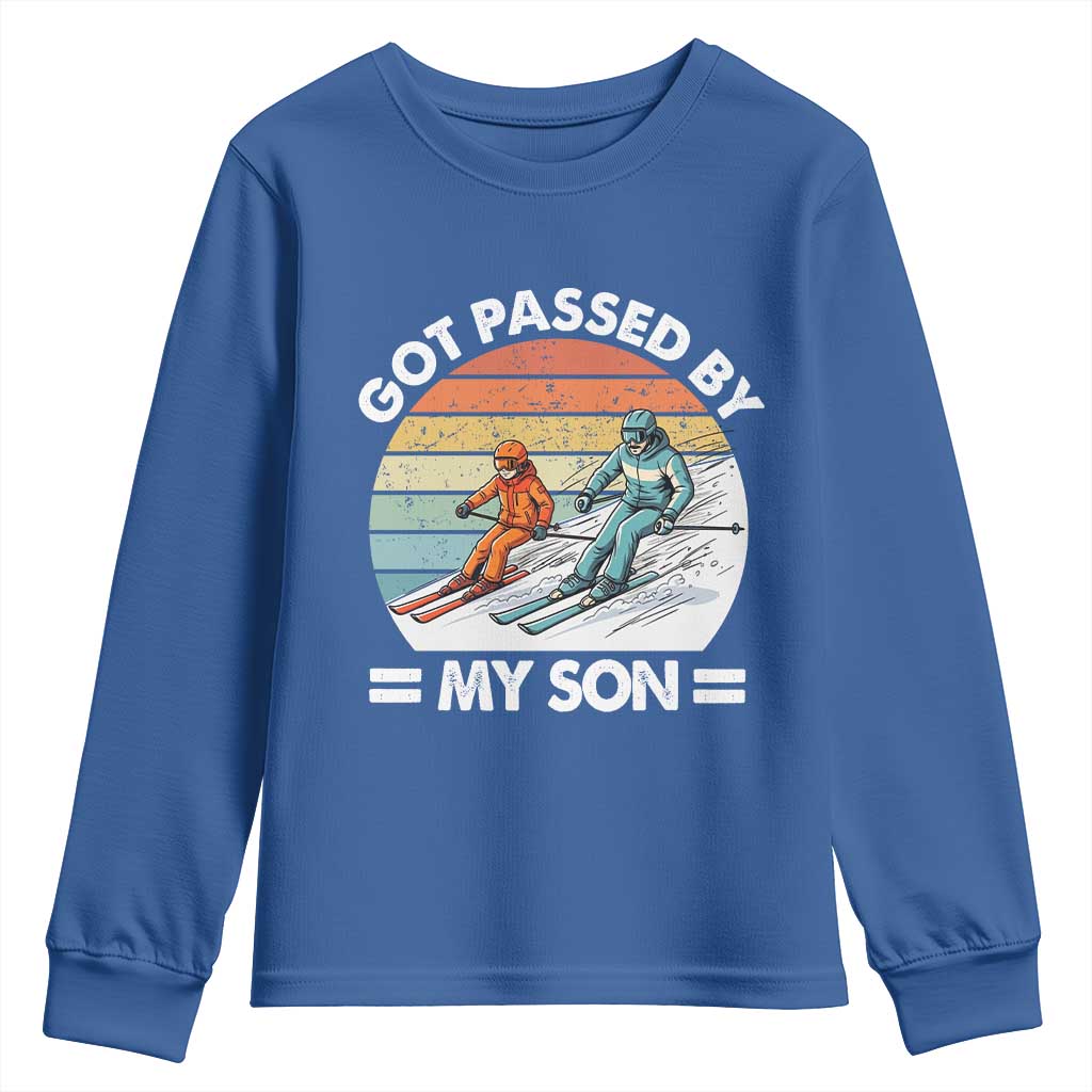 Funny Ski Dad Youth Sweatshirt Got Passed By My Son Retro Vintage TS11 Royal Blue Print Your Wear