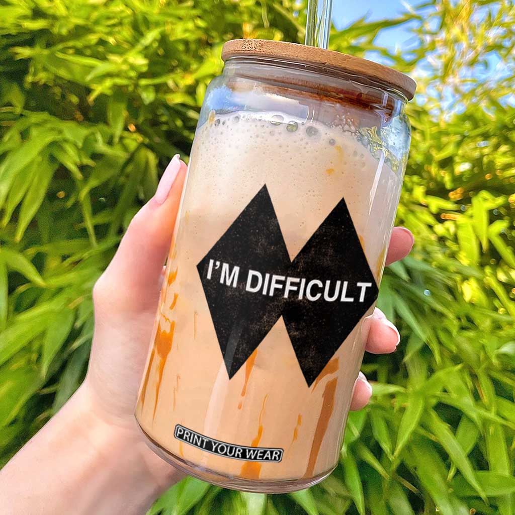 Funny I Am Difficult Double Black Diamond Ski Snowboard Glass Can TS11 White Print Your Wear