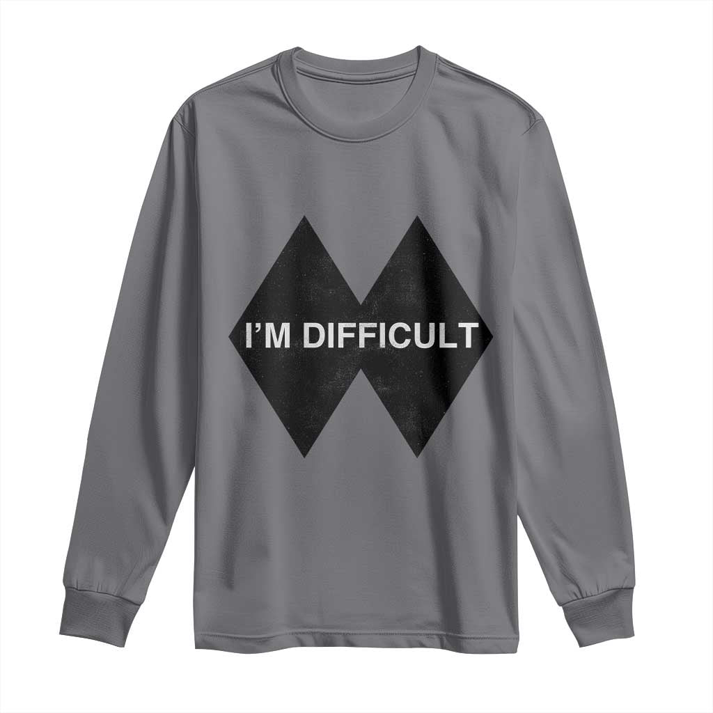 Funny I Am Difficult Double Black Diamond Ski Snowboard Long Sleeve Shirt TS11 Charcoal Print Your Wear