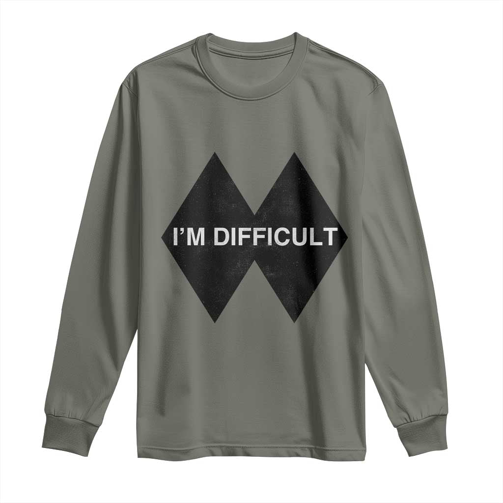 Funny I Am Difficult Double Black Diamond Ski Snowboard Long Sleeve Shirt TS11 Military Green Print Your Wear