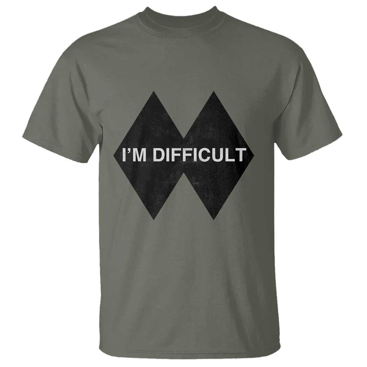 Funny I Am Difficult Double Black Diamond Ski Snowboard T Shirt TS11 Military Green Print Your Wear