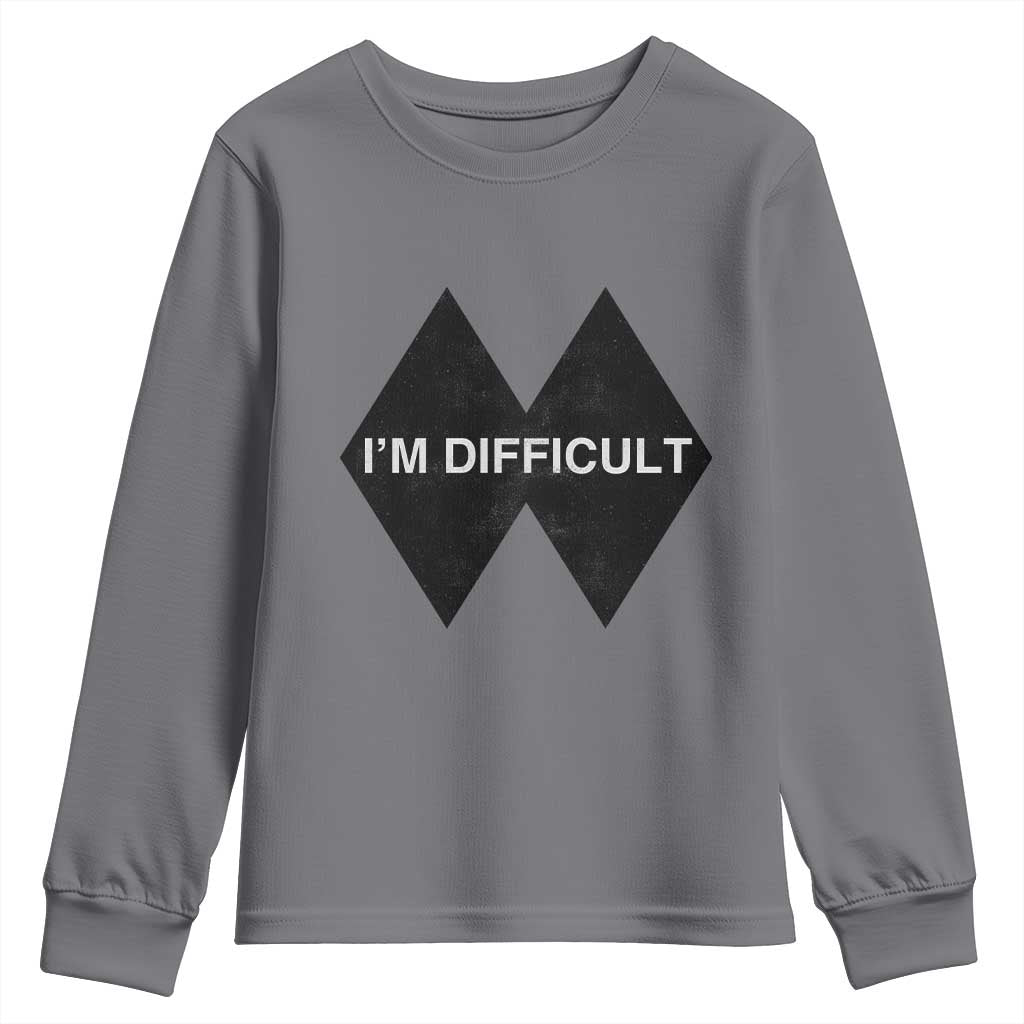 Funny I Am Difficult Double Black Diamond Ski Snowboard Youth Sweatshirt TS11 Charcoal Print Your Wear