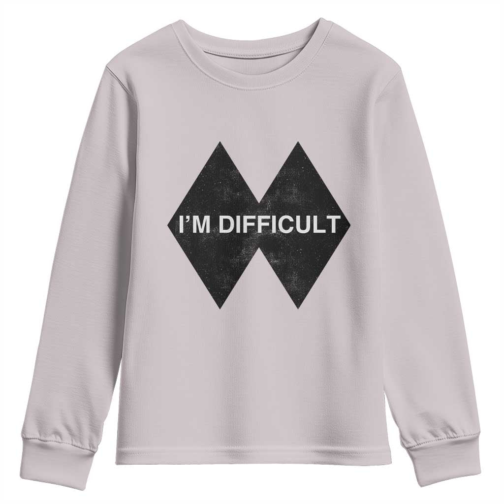 Funny I Am Difficult Double Black Diamond Ski Snowboard Youth Sweatshirt TS11 Ice Gray Print Your Wear