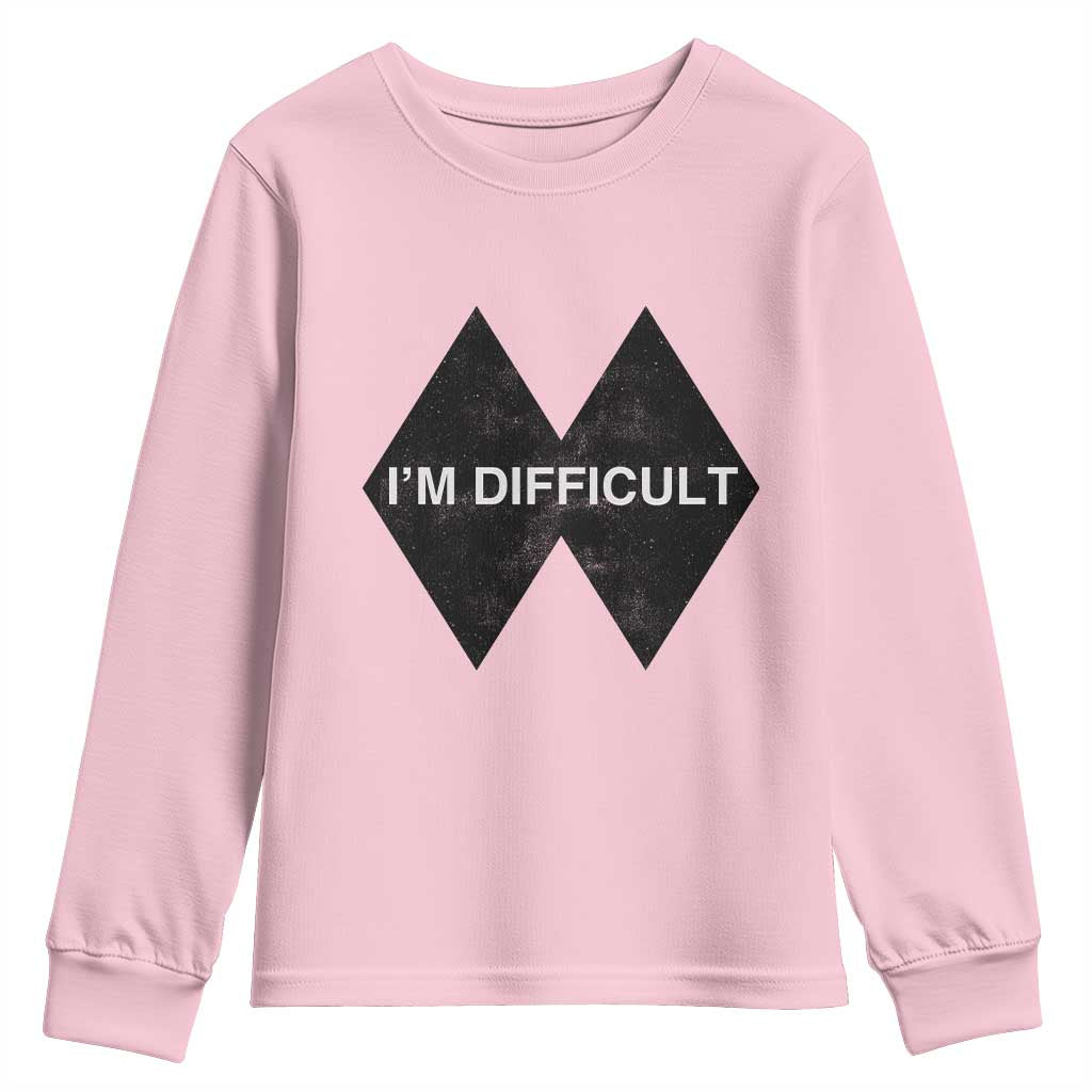 Funny I Am Difficult Double Black Diamond Ski Snowboard Youth Sweatshirt TS11 Light Pink Print Your Wear
