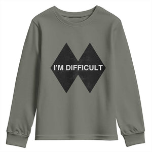 Funny I Am Difficult Double Black Diamond Ski Snowboard Youth Sweatshirt TS11 Military Green Print Your Wear
