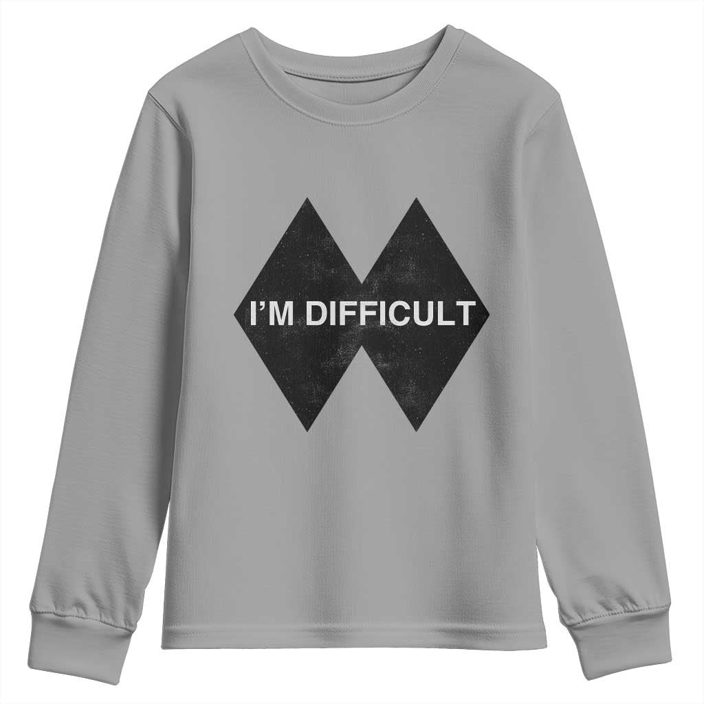Funny I Am Difficult Double Black Diamond Ski Snowboard Youth Sweatshirt TS11 Sport Gray Print Your Wear