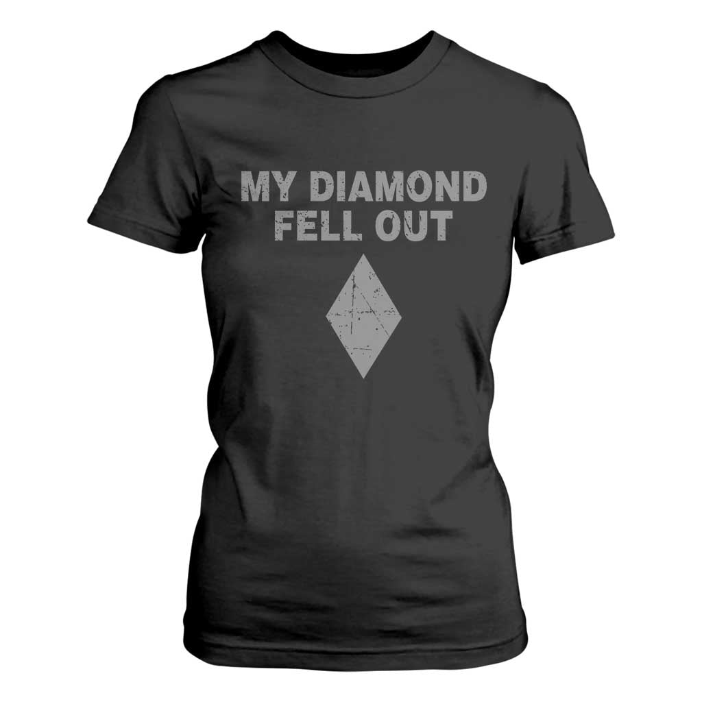 Funny Skiing Snowboarding T Shirt For Women My Diamond Fell Out Ski Puns Double Black Diamond TS11 Black Print Your Wear