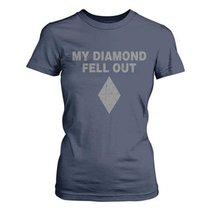 Funny Skiing Snowboarding T Shirt For Women My Diamond Fell Out Ski Puns Double Black Diamond TS11 Navy Print Your Wear
