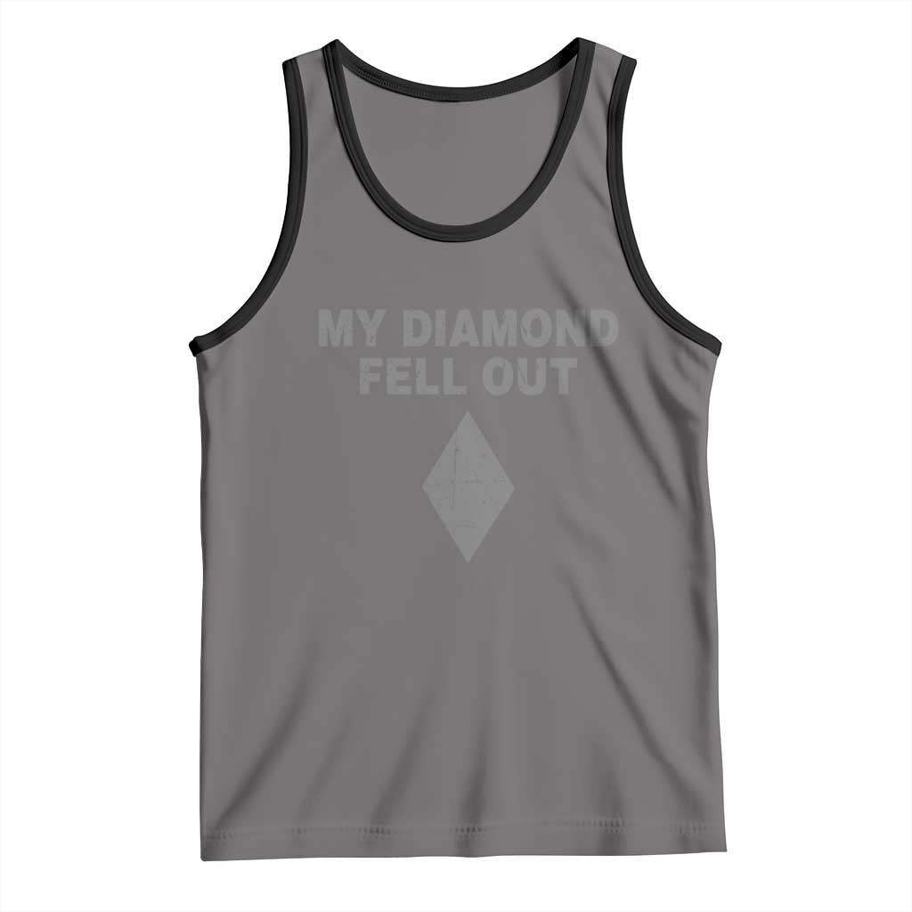 Funny Skiing Snowboarding Tank Top My Diamond Fell Out Ski Puns Double Black Diamond TS11 Deep Heather Black Print Your Wear