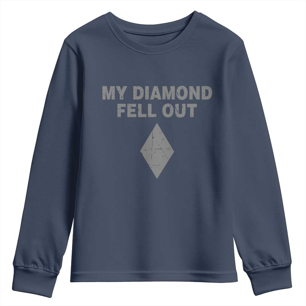 Funny Skiing Snowboarding Youth Sweatshirt My Diamond Fell Out Ski Puns Double Black Diamond TS11 Navy Print Your Wear