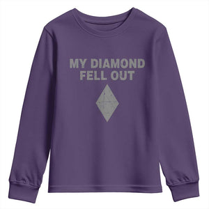 Funny Skiing Snowboarding Youth Sweatshirt My Diamond Fell Out Ski Puns Double Black Diamond TS11 Purple Print Your Wear