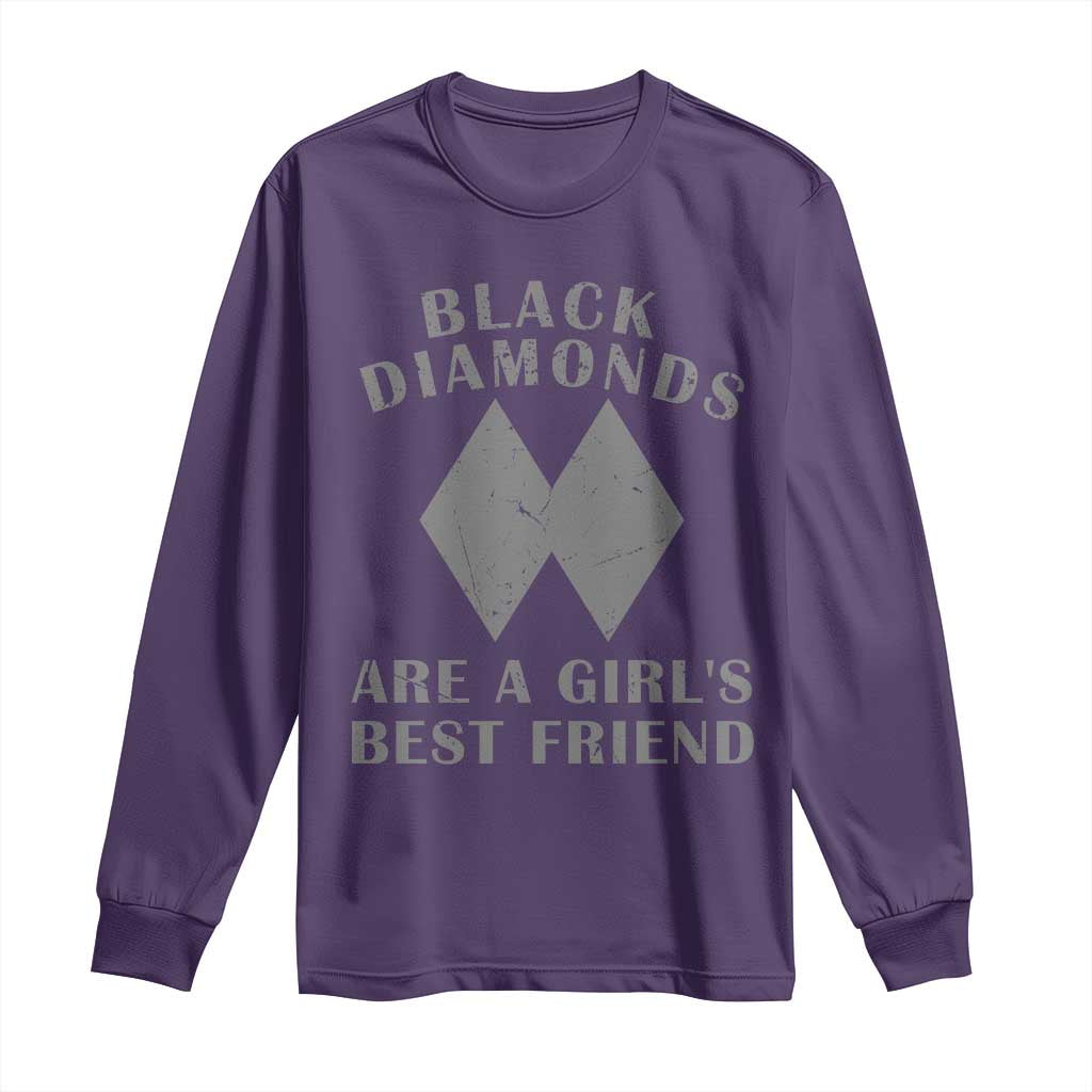 Funny Black Diamonds Are A Girls Best Friend Snow Skiing Long Sleeve Shirt TS11 Purple Print Your Wear