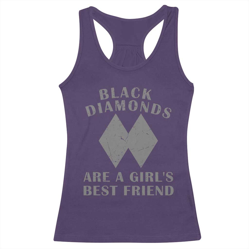 Funny Black Diamonds Are A Girls Best Friend Snow Skiing Racerback Tank Top TS11 Purple Print Your Wear
