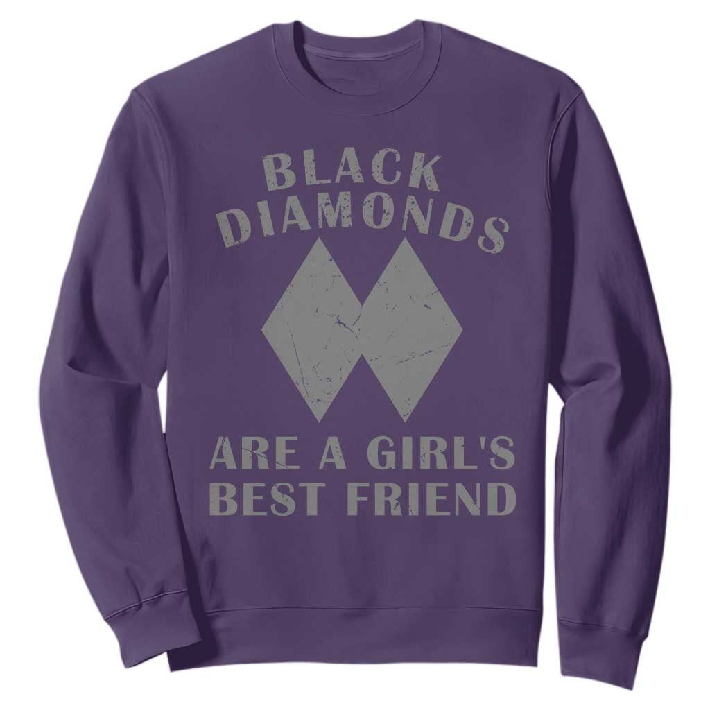 Funny Black Diamonds Are A Girls Best Friend Snow Skiing Sweatshirt TS11 Purple Print Your Wear