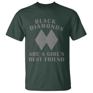 Funny Black Diamonds Are A Girls Best Friend Snow Skiing T Shirt TS11 Dark Forest Green Print Your Wear