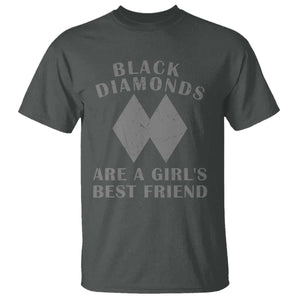 Funny Black Diamonds Are A Girls Best Friend Snow Skiing T Shirt TS11 Dark Heather Print Your Wear