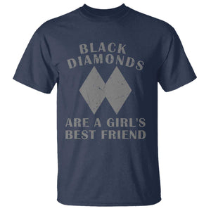 Funny Black Diamonds Are A Girls Best Friend Snow Skiing T Shirt TS11 Navy Print Your Wear