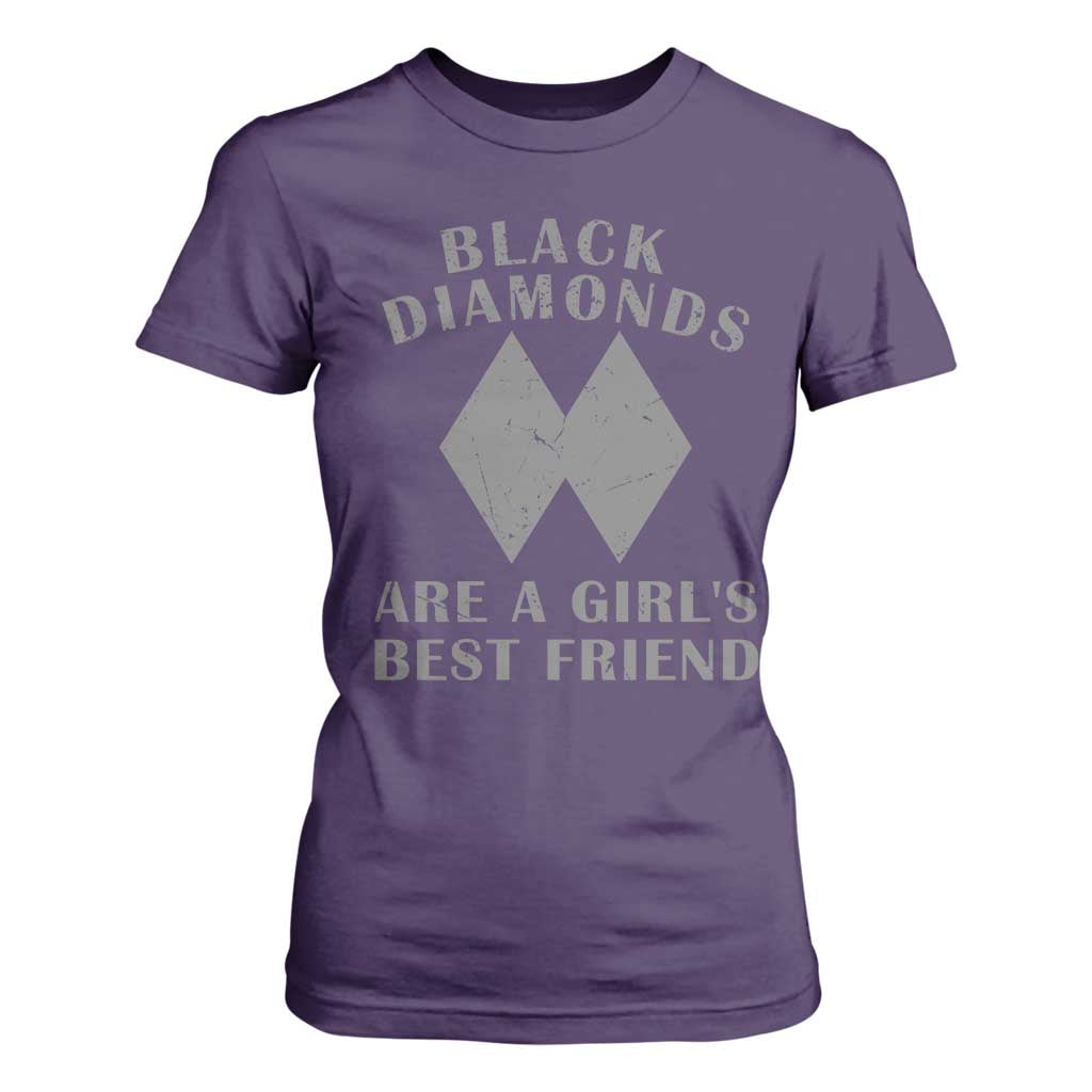 Funny Black Diamonds Are A Girls Best Friend Snow Skiing T Shirt For Women TS11 Purple Print Your Wear
