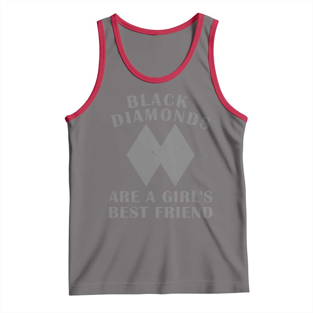 Funny Black Diamonds Are A Girls Best Friend Snow Skiing Tank Top TS11 Deep Heather Red Print Your Wear