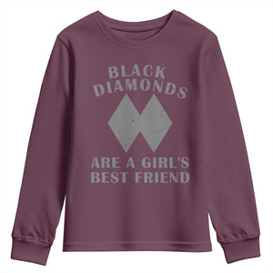 Funny Black Diamonds Are A Girls Best Friend Snow Skiing Youth Sweatshirt TS11 Maroon Print Your Wear