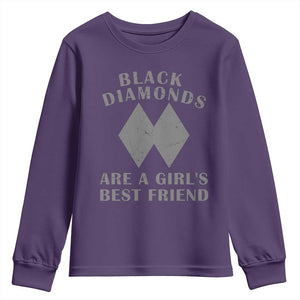 Funny Black Diamonds Are A Girls Best Friend Snow Skiing Youth Sweatshirt TS11 Purple Print Your Wear