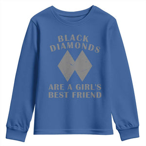 Funny Black Diamonds Are A Girls Best Friend Snow Skiing Youth Sweatshirt TS11 Royal Blue Print Your Wear