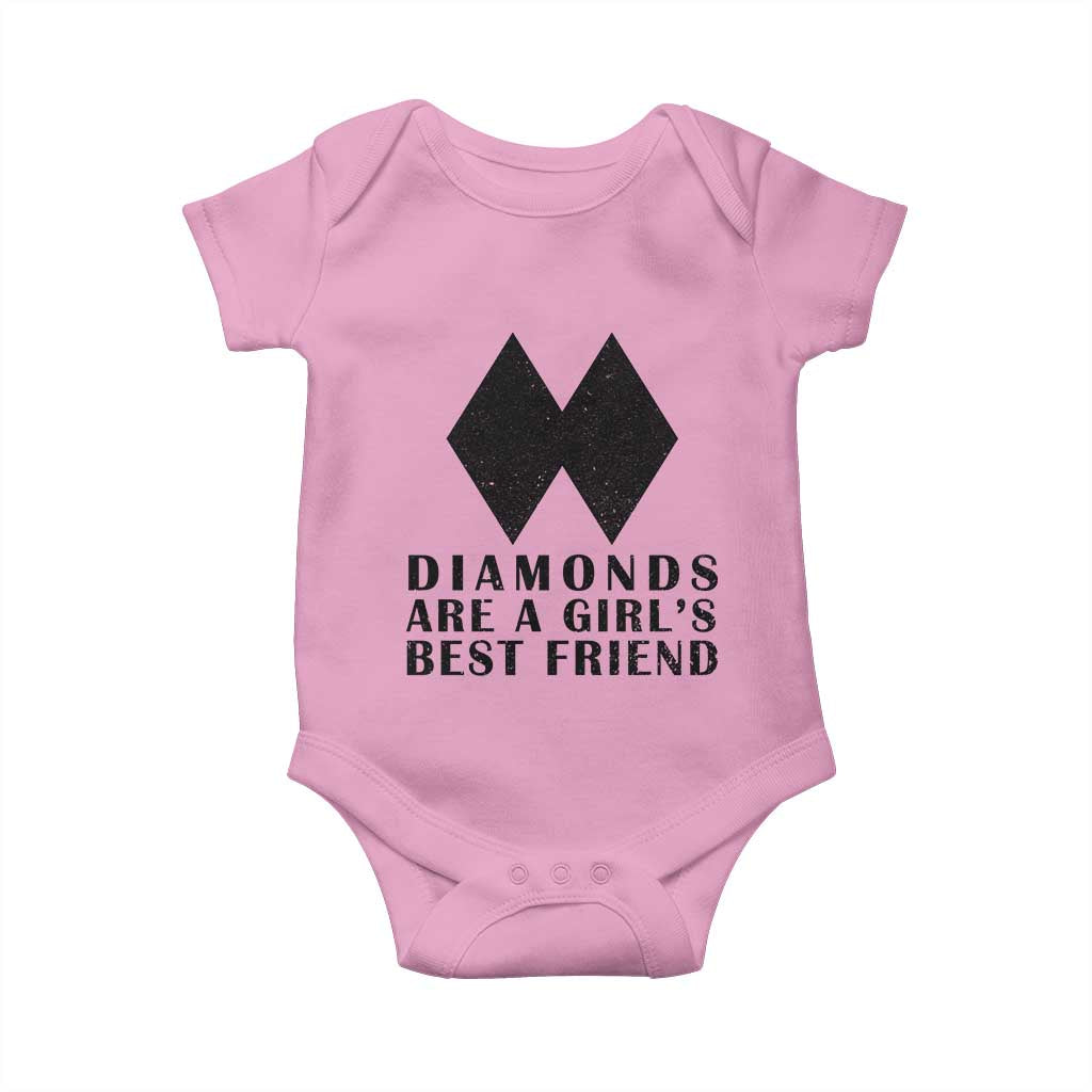 Funny Skiing Snowboarding Baby Onesie Diamonds Are A Girls Best Friend TS11 Light Pink Print Your Wear