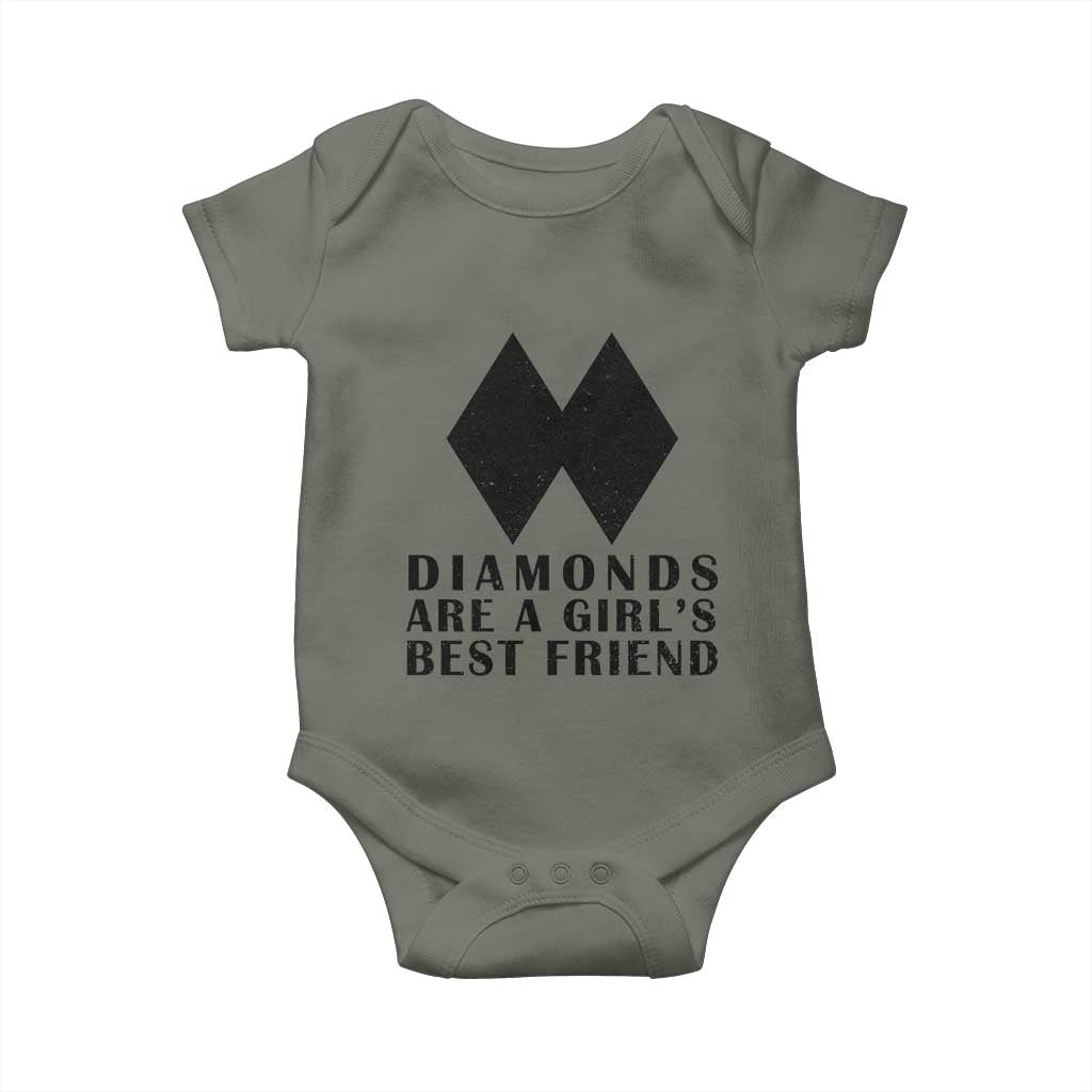 Funny Skiing Snowboarding Baby Onesie Diamonds Are A Girls Best Friend TS11 Military Green Print Your Wear
