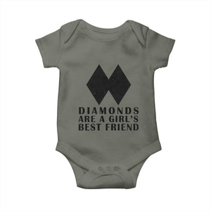 Funny Skiing Snowboarding Baby Onesie Diamonds Are A Girls Best Friend TS11 Military Green Print Your Wear