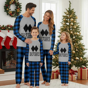 Funny Skiing Snowboarding Plaid Pajama Set Diamonds Are A Girls Best Friend TS11 Blue Plaid Print Your Wear