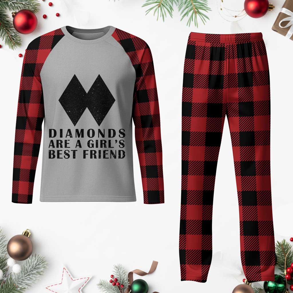 Funny Skiing Snowboarding Plaid Pajama Set Diamonds Are A Girls Best Friend TS11 Buffalo Plaid Print Your Wear