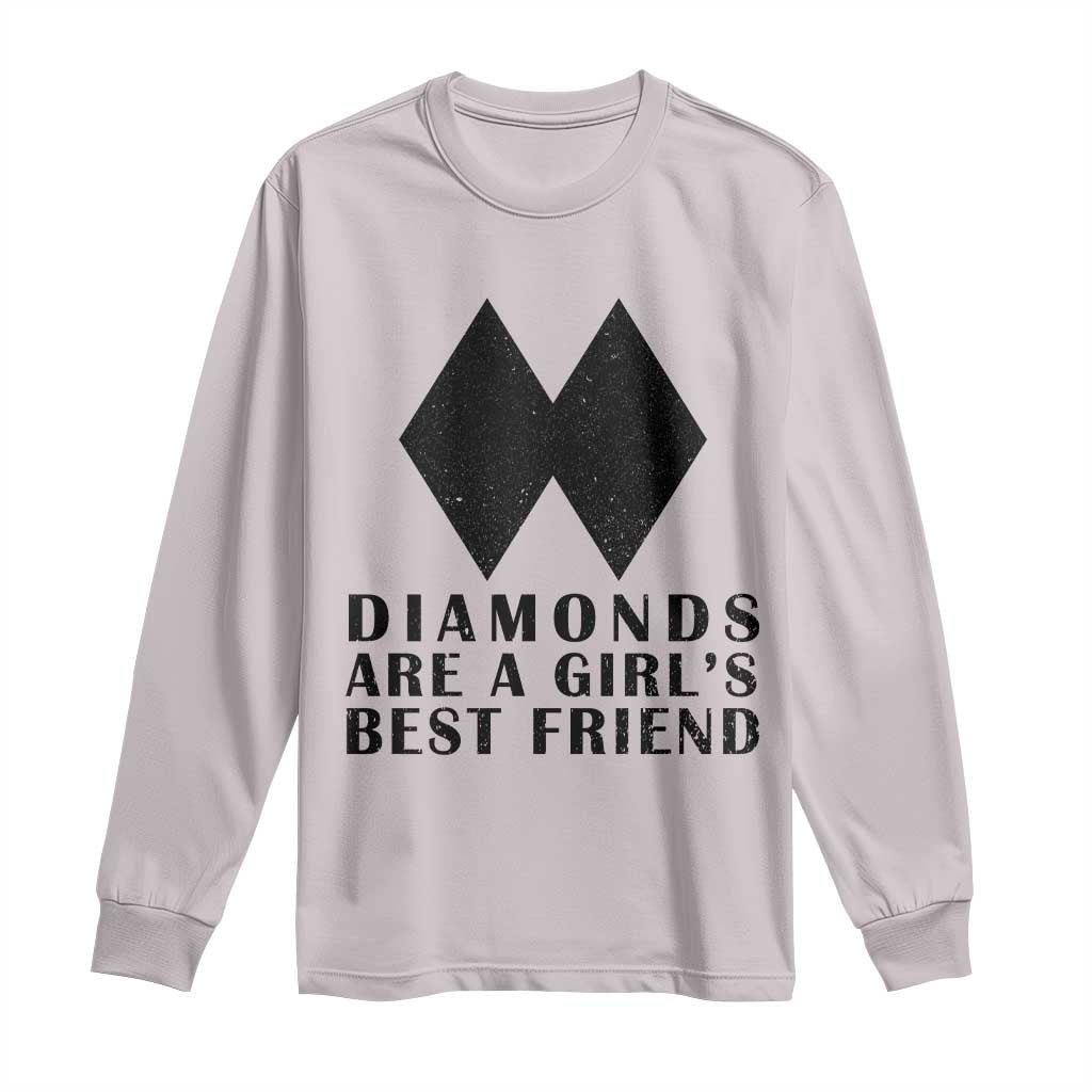 Funny Skiing Snowboarding Long Sleeve Shirt Diamonds Are A Girls Best Friend TS11 Ice Gray Print Your Wear