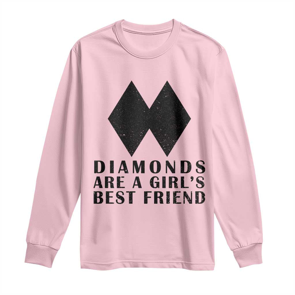 Funny Skiing Snowboarding Long Sleeve Shirt Diamonds Are A Girls Best Friend TS11 Light Pink Print Your Wear