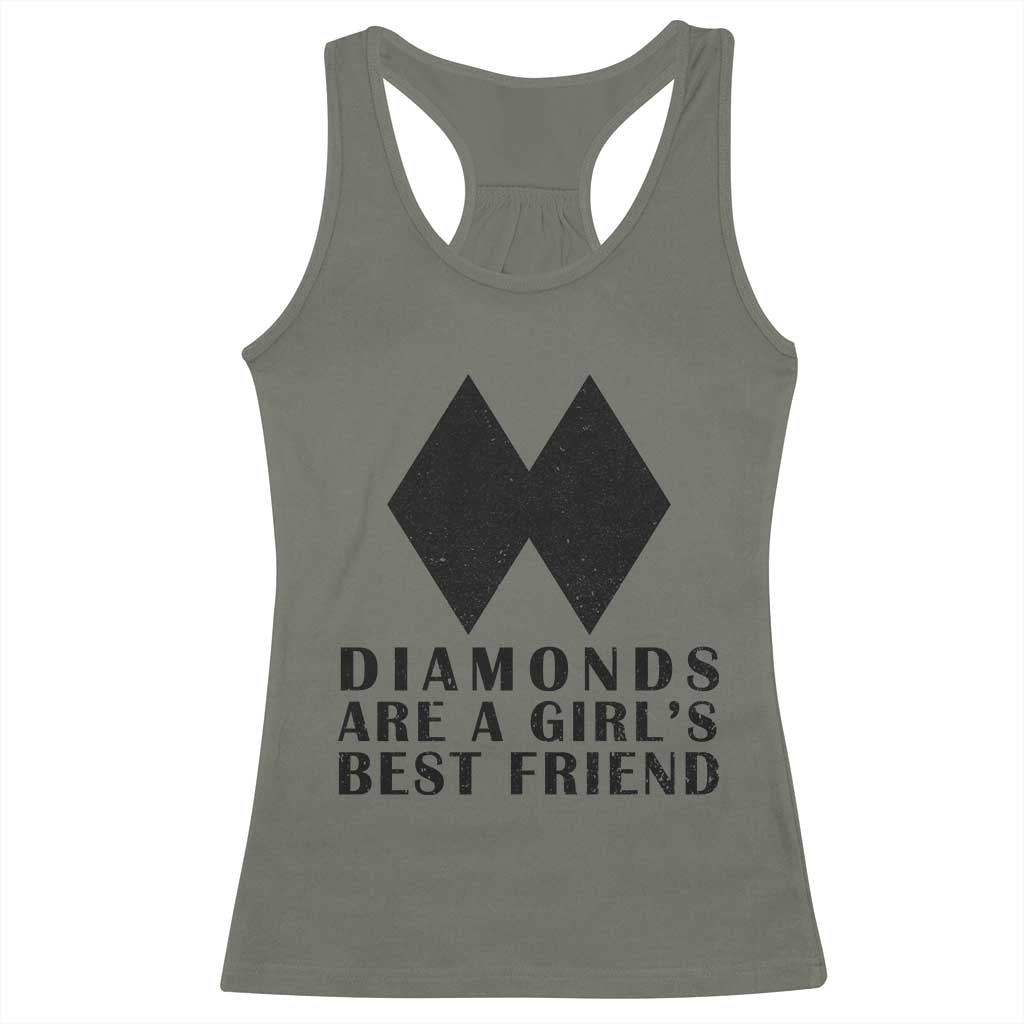 Funny Skiing Snowboarding Racerback Tank Top Diamonds Are A Girls Best Friend TS11 Military Green Print Your Wear