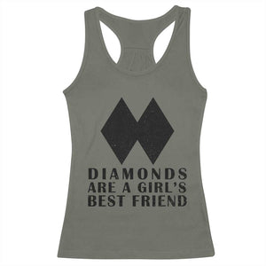 Funny Skiing Snowboarding Racerback Tank Top Diamonds Are A Girls Best Friend TS11 Military Green Print Your Wear