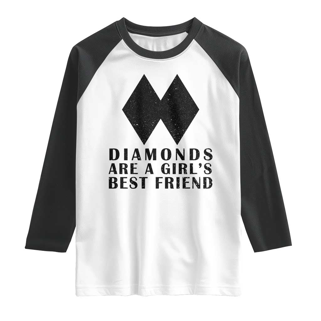 Funny Skiing Snowboarding Raglan Shirt Diamonds Are A Girls Best Friend TS11 White Black Print Your Wear