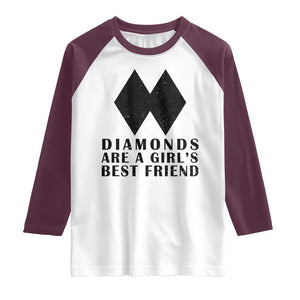 Funny Skiing Snowboarding Raglan Shirt Diamonds Are A Girls Best Friend TS11 White Maroon Print Your Wear