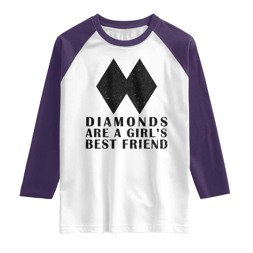 Funny Skiing Snowboarding Raglan Shirt Diamonds Are A Girls Best Friend TS11 White Purple Print Your Wear