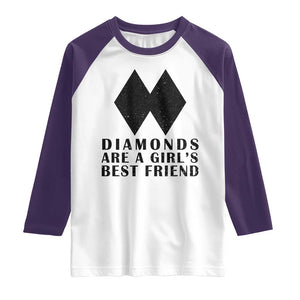 Funny Skiing Snowboarding Raglan Shirt Diamonds Are A Girls Best Friend TS11 White Purple Print Your Wear