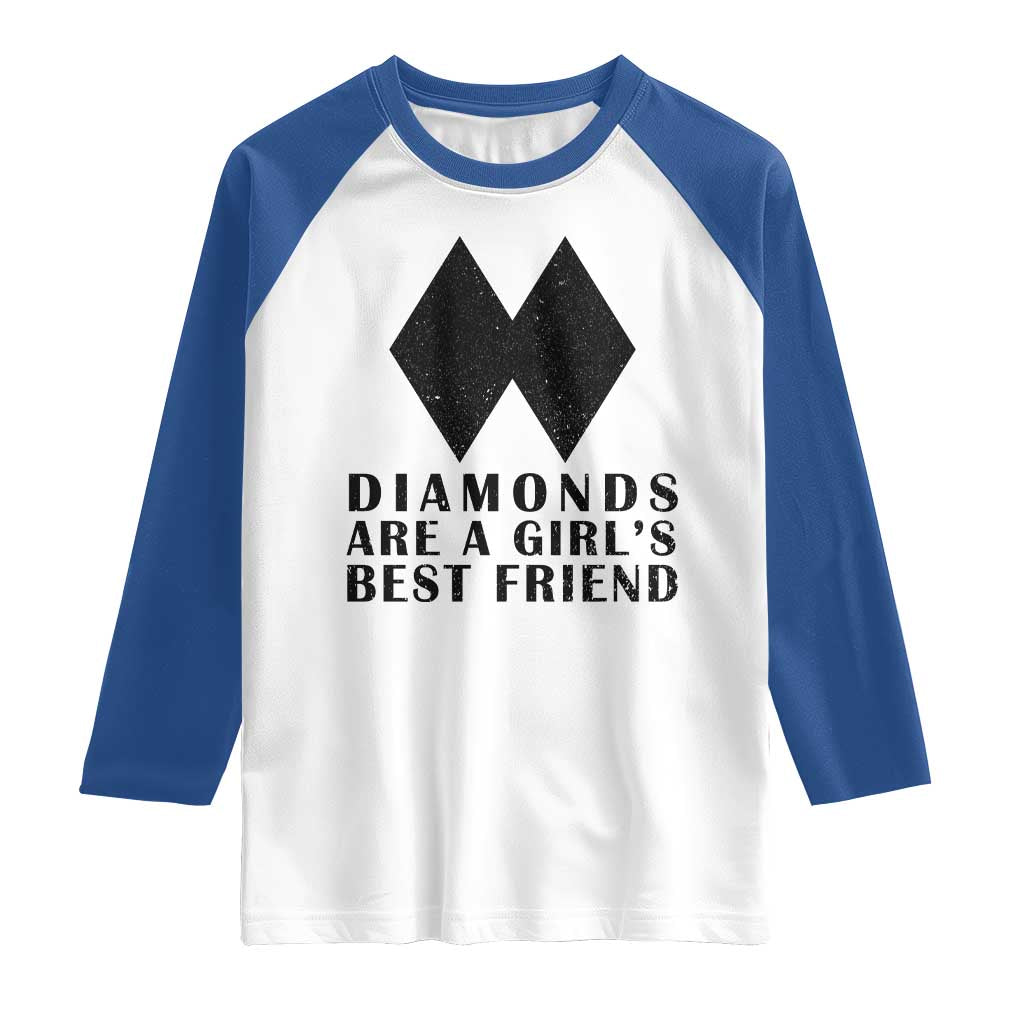 Funny Skiing Snowboarding Raglan Shirt Diamonds Are A Girls Best Friend TS11 White Royal Print Your Wear