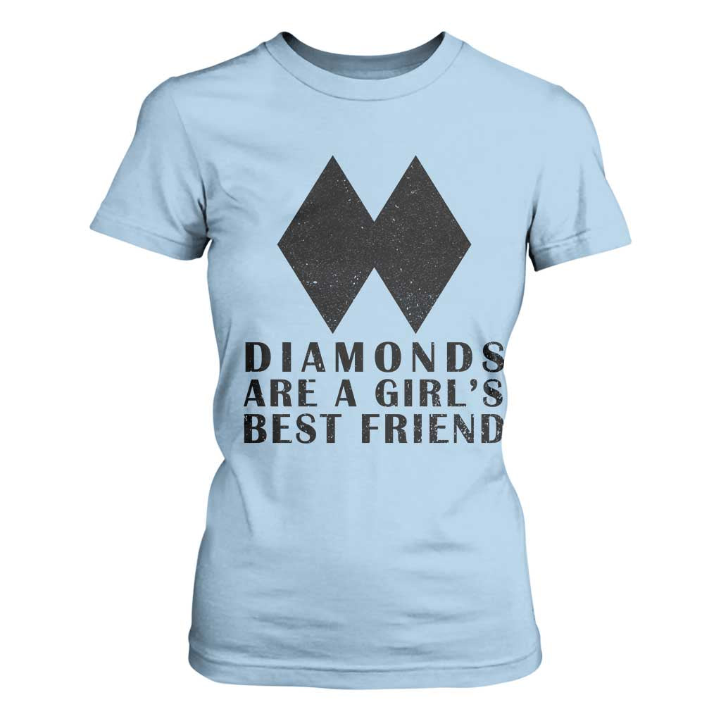 Funny Skiing Snowboarding T Shirt For Women Diamonds Are A Girls Best Friend TS11 Light Blue Print Your Wear