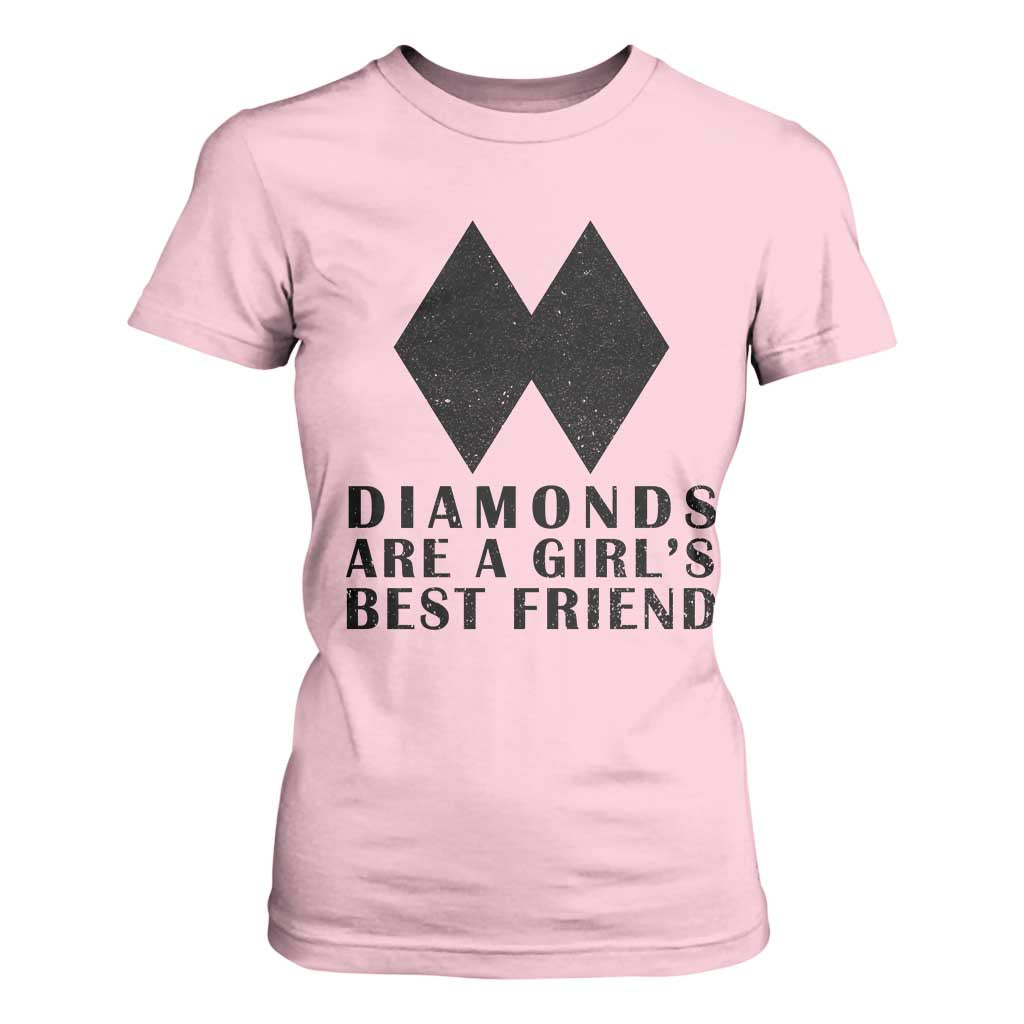 Funny Skiing Snowboarding T Shirt For Women Diamonds Are A Girls Best Friend TS11 Light Pink Print Your Wear