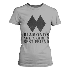 Funny Skiing Snowboarding T Shirt For Women Diamonds Are A Girls Best Friend TS11 Sport Gray Print Your Wear