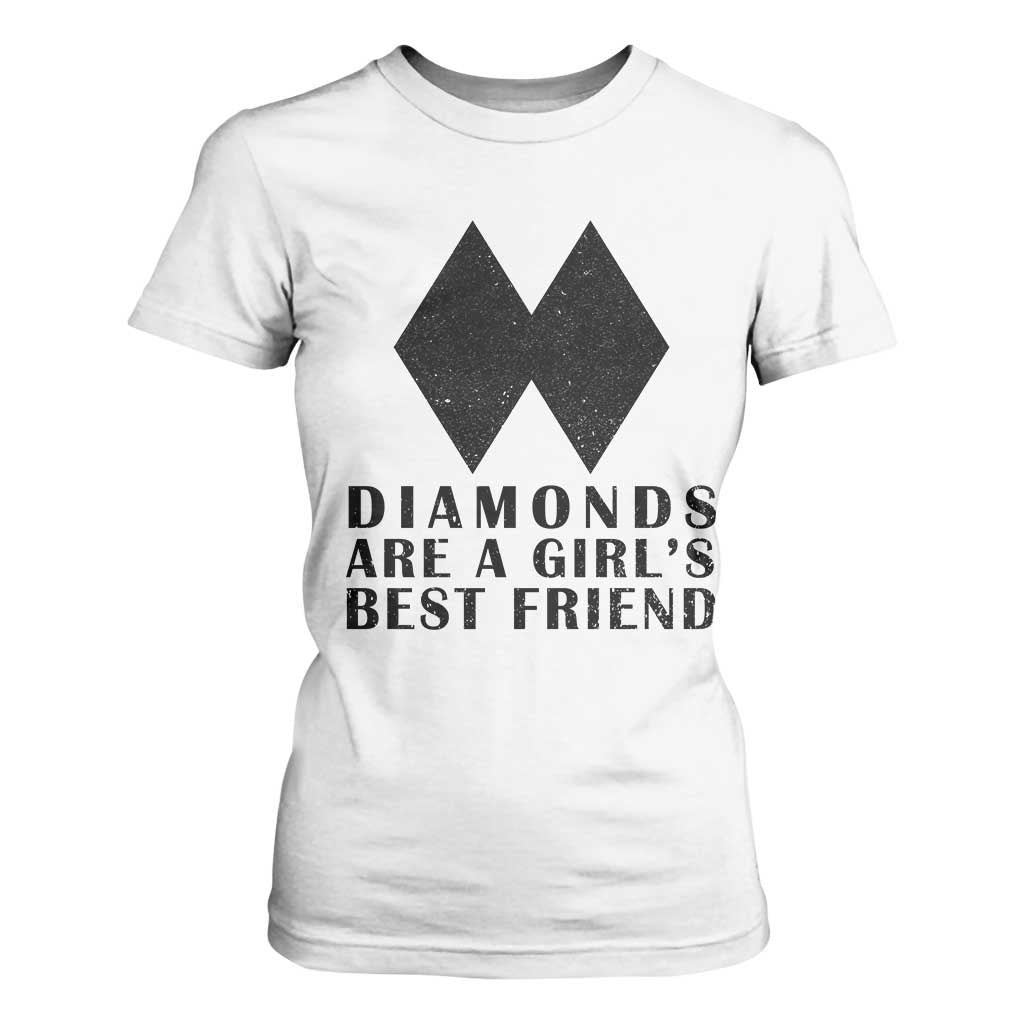 Funny Skiing Snowboarding T Shirt For Women Diamonds Are A Girls Best Friend TS11 White Print Your Wear