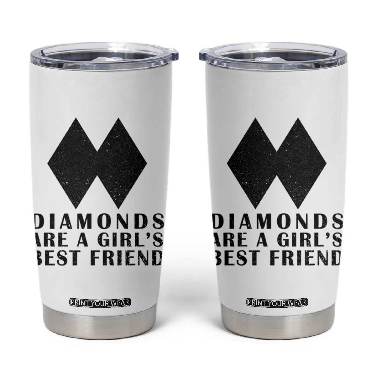 Funny Skiing Snowboarding Tumbler Cup Diamonds Are A Girls Best Friend TS11 White Print Your Wear