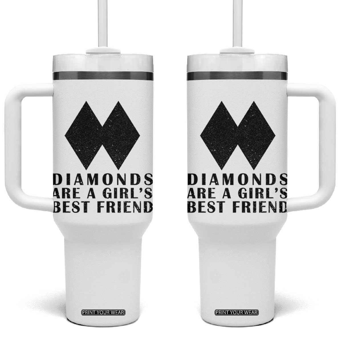 Funny Skiing Snowboarding Tumbler With Handle Diamonds Are A Girls Best Friend TS11 One Size: 40 oz White Print Your Wear